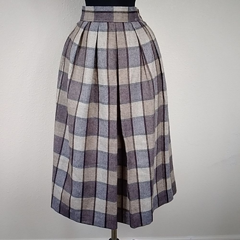 Vestiges Bankers Club Petites Stripes Wool Plaid Women's Skirt Size 4